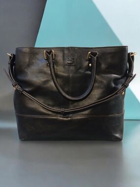 Dooney & Bourke Black Leather Tote with Gold Hardware